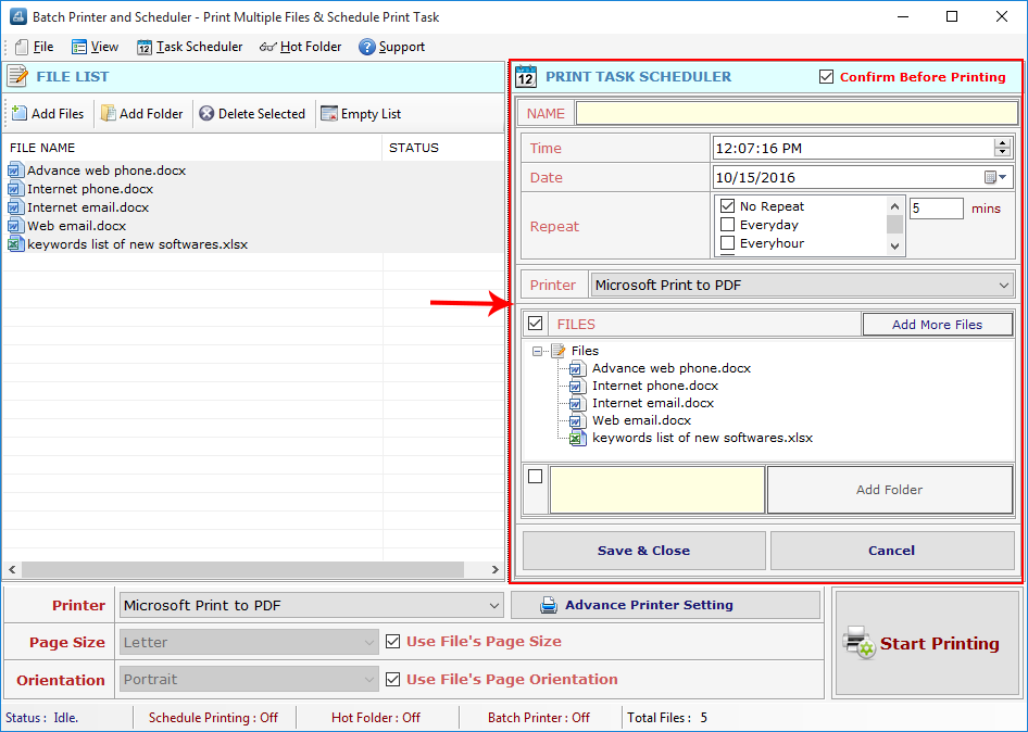 Batch Printer and Scheduler Batch Printer and Scheduler