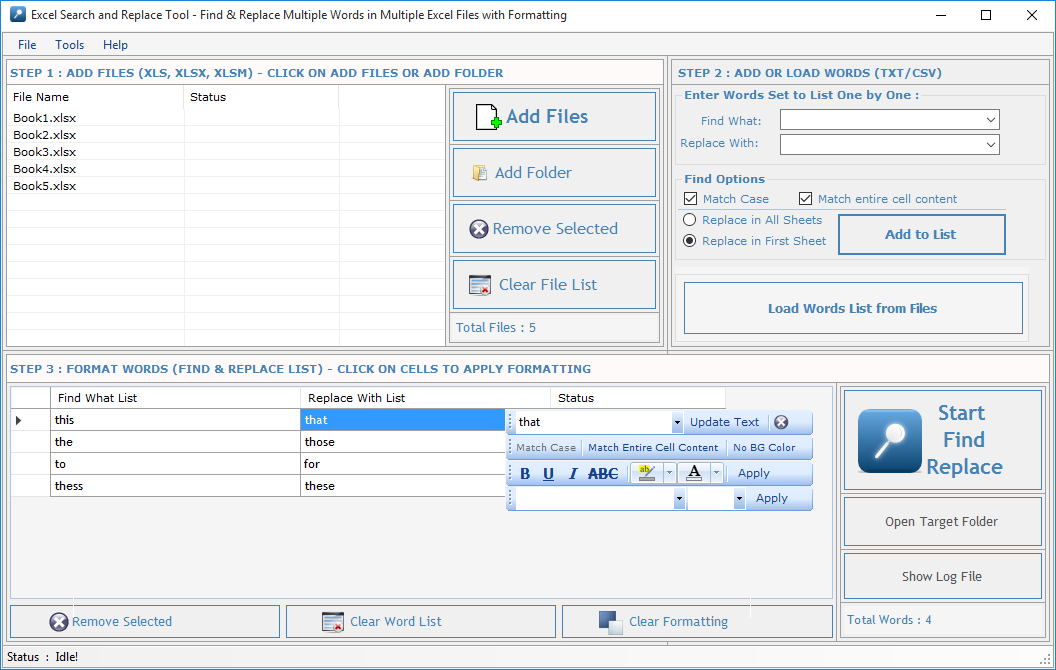 Excel Search and Replace Tool