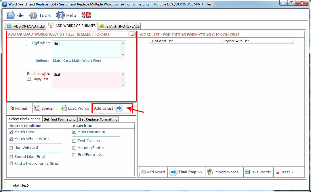 Word Search and Replace Tool Word Search and Replace Tool