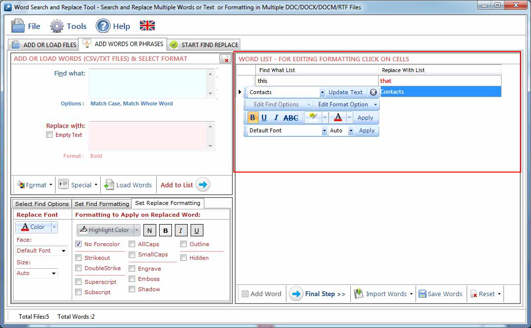 Word Search and Replace Tool Word Search and Replace Tool